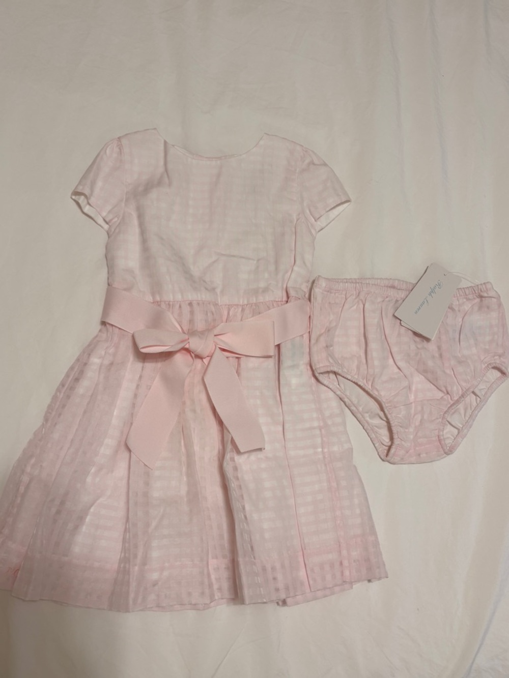 Ralph Lauren 24M Girl’s Gingham Bow Dress with Bloomers
